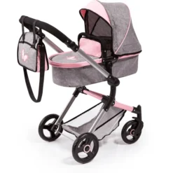 Bayer Design Neo Vario Combinatie Poppenwagen Grijs/roze, Met Vlinder