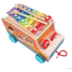 Bino Houten Plug-in Auto Met Xylofoon -Kinderspeelgoed bino houten plug in auto met xylofoon a246005 3