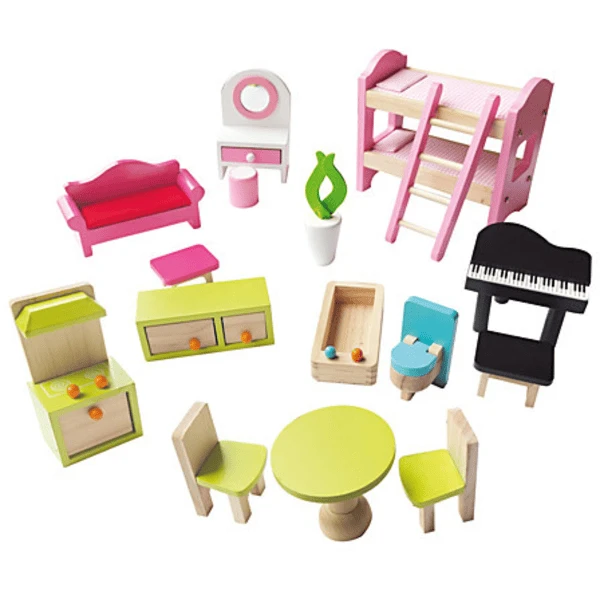 Bino Poppenhuis Met Balkon, 15-delig 4 Bino Poppenhuis Met Balkon, 15-delig - Afbeelding 4