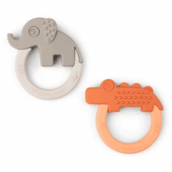 Done By Deer ™ Bijtring 2-Pack Deer Friends Papaya Sand -Kinderspeelgoed done by deer bijtring 2 pack deer friends papaya sand a403999 2