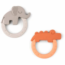 Done By Deer ™ Bijtring 2-Pack Deer Friends Papaya Sand -Kinderspeelgoed done by deer bijtring 2 pack deer friends papaya sand a403999 3