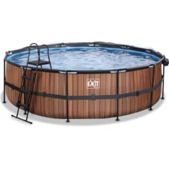 EXIT TOYS EXIT Frame Pool ø488x122cm (12v Sand Filter) - Houtoptiek + Zonnedak + Warmtepom -Kinderspeelgoed exit frame pool o488x122cm 12v sand filter houtoptiek zonnedak warmtepom a305969 2