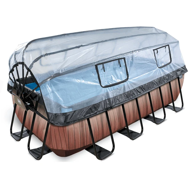 EXIT TOYS EXIT Wood Pool 400x200x100cm Met Afdekking, Sand Filter En Warmtepomp, Bruin 2 EXIT TOYS EXIT Wood Pool 400x200x100cm Met Afdekking, Sand Filter En Warmtepomp, Bruin - Afbeelding 2