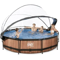 EXIT TOYS EXIT Wood Zwembad ø360x76cm Met Overkapping En Filterpomp - Bruin -Kinderspeelgoed exit wood zwembad o360x76cm met overkapping en filterpomp bruin a269445 4