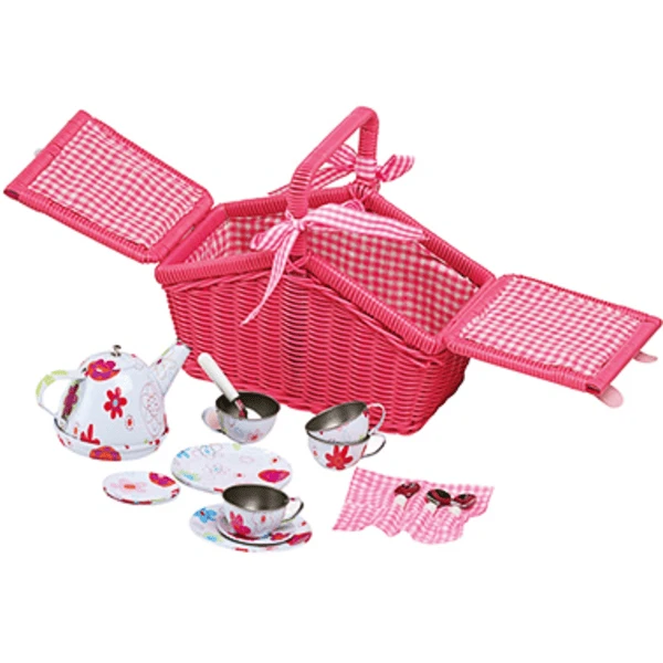 Small Foot LEGLER Picknickmand "Stalen Servies" 2 Small Foot LEGLER Picknickmand "Stalen Servies" - Afbeelding 2