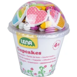 LENA® Houten Kralen Cupcakes, Roze