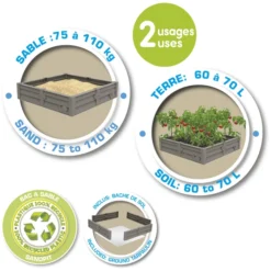 Smoby 2-in-1 Square Garden Zandbak En Plantenbed -Kinderspeelgoed smoby 2 in 1 square garden zandbak en plantenbed a383804 4